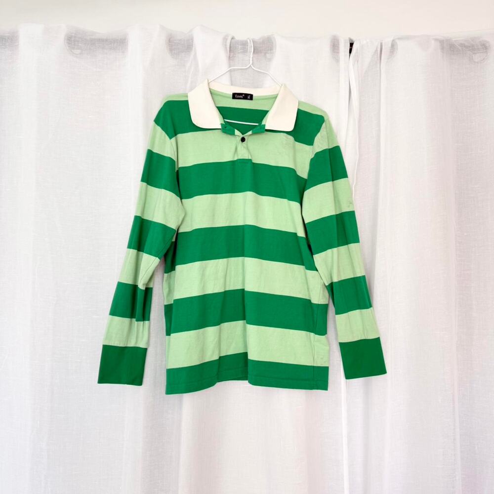Green striped rugby long sleeve - Picture 3 of 5